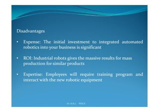 Industrial robotics- APPLICATIONS OF ROBOTS IN MANUFACTURING | PDF