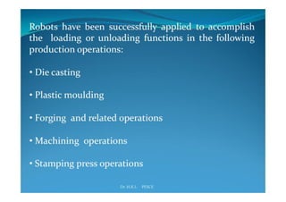 Industrial robotics- APPLICATIONS OF ROBOTS IN MANUFACTURING | PDF