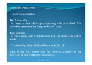 Industrial robotics- APPLICATIONS OF ROBOTS IN MANUFACTURING | PDF