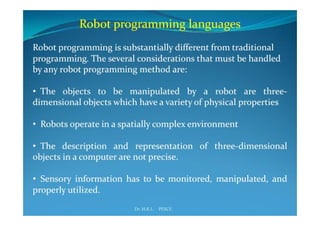Industrial robotics -Robot programming
