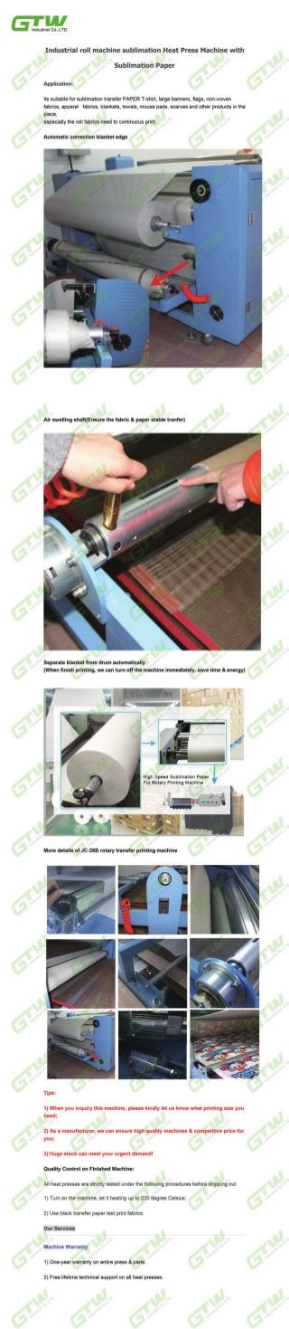 Industrial roll machine sublimation heat press machine with sublimation paper