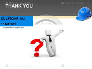 THANK YOU
ZULFIQAR ALI
11ME102
zulfiqarmallah102@gmail.com
 