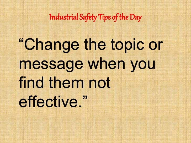 Industrial safety tip of the day
