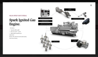 DOWNLOADSBROCHURES PRESENTATIONS SPEC SHEETSCASE STUDIESL A R G E E N G I N E
SYSTEM
INTEGRATION
DIGITAL
CONTROLS
& SOFTWARE
AIR / FUEL /
EXHAUST
DELIVERY
MECHANICAL
GOVERNORS
COMBUSTION /
IGNITION
NAVIGATE BY FUEL TYPE
HIGH SPEED INDUSTRIAL
Spark Ignited Gas
MEDIUM SPEED INDUSTRIAL
Spark Ignited Gas
Woodward spark ignited gas solutions are developed for a wide range of industrial stationary or mobile engines used in power-gen, oil and gas
compressor, and marine auxiliary/propulsion. Our solutions include low pressure (TecJet) to medium pressure (SOGAV) and high pressure gas engines
for any brand and are designed to operate under all kinds of gases such as pipeline gas, LNG or field gas.
Spark Ignited Gas Applications
OVERVIEW
MEDIUM SPEED INDUSTRIAL
Spark Ignited Gas
Engine.
Description:
• Typically 3MW and up
• Bore size 200mm – 500mm
• Rated speeds 700/1200 rpm
Applications:
• Coastal vessels & power plants
Optional RT-CDC Closed Loop
Combustion Control, Pressure-Based
Modular GAP Software
Easy Calibration and Knock Sensing
Flex-500
Spark Plugs | Coils | Extenders
SOGAV 11/18
TECJET
Mass Flow
R-SERIES
High-Temp Wastegate
Valve
HIGH SPEED INDUSTRIAL
Spark Ignited Gas
Engine.
Description:
• Typically 1MW to 3MW
• Bore size 150mm – 175mm
• Rated speeds 1500/1800 rpm
Applications:
Genset, CHP, inland and small coastal vessels,
mine trucks, fracking
Modular GAP Software
Optional RT-CDC Closed Loop
Combustion Control, Pressure-Based
TECJET
Mass Flow
SOGAV 11/18
Spark Plugs | Coils | Extenders
R-SERIES
High-Temp Wastegate Valve
Easy Calibration and Knock Sensing
 