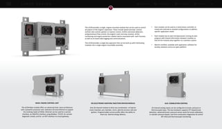 DOWNLOADSBROCHURES PRESENTATIONS SPEC SHEETSCASE STUDIESL A R G E E N G I N E
DIGITAL
CONTROLS
& SOFTWARE
AIR / FUEL /
EXHAUST
DELIVERY
MECHANICAL
GOVERNORS
COMBUSTION /
IGNITION
SYSTEM
INTEGRATION
DIGITAL CONTROLS
Primary Engine To
Complete System Control.
LECM (LARGE ENGINE CONTROL)
Complete Single Unit System Control
2301 E
Load Share Control
733 Controller
Gas, Diesel, or Dual
Engine Control
733 LINE
Digital Control
Woodward’s 733 digital control manages and controls reciprocating engines (gas,
diesel, or dual fuel) used in power generation, marine propulsion, locomotive and
industrial engine, and process markets.
• On-engine speed control / On-engine management system
• Expandable hardware and software
• Distributed control via CAN networking
• Powerful PowerPC core
• 2 serial ports with Modbus® and ServLink protocol choices
• 3 CAN ports supporting multiple protocols
• Woodward GAP™ programming environment
• Multiple programming loop times available(5 to 160 ms)
• CSA and CSA and UL listed / CE Compliant
2301E
Load Sharing Speed Control
Woodward’s 2301E provides load sharing and speed control of generators being driven by
diesel or gaseous engines. With built-in flexible configuration software, application
variations can now be selected using an external computer (PC). Changing the application
to accommodate engine speed range, gear teeth, and selection of forward or reverse
acting is simply a matter of software setup.
• Separate RS-232 and RS-422 serial ports, both with 9-pin connectors
• Additional status LEDs for power and RS-422 communications
• Low-current PWM output for driving Woodward’s L-Series, F-Series, P-Series and
PISC actuators
• New terminal blocks accommodate additional I/O
• Major compliance certifications
MAIN: ENGINE CONTROL UNIT
The LECM Main module offers an advanced hard- ware architecture
with a powerful processor and extensive I/O and Ethernet to support
the evolving needs of OEMs. Ethernet can be used for a service
interface, an HMI/PLC interface using Modbus TCP/IP, for remote
diagnostic emails, and for an IIOT interface to a local gateway.
AUX: COMBUSTION CONTROL
24-channel analog inputs can be configured as knock, pressure or
thermocouple input. The Aux hardware supports FFT-based knock
detection, advanced knock: pressure sensor assist for knock calibration,
in-cylinder pressure-based, real-time combustion diagnostics & control
(RT-CDC) and thermocouple monitoring.
EID (ELECTRONIC IGNITION/ INJECTION DRIVER) MODULE
One 20-channel module to drive any combination of injector
(main chamber, pre chamber, micro- pilot & common rail) and
ignition. Programmable current profile offers the ability to
meet any desired energy delivery.
The LECM provides a single, engine-mounted module that can be used to control
all aspects of the engine’s operation. These include speed and load control,
air/fuel ratio control, ignition or injector control, misfire and knock detection,
air/gas/exhaust flow control, the engine’s start and stop routines, all the
monitoring and engine-protection-related alarms associated with each function,
as well as on-board data logging and communications.
The LECM provides a single-box approach that can be built up with interlocking
modules into a single engine-mountable assembly.
• Each module can be used as a stand-alone controller or
mixed and matched as stacked configurations to address
specific application needs.
• Each module has its own microprocessor running its own
program with shared information between modules so
that all the modules play together as a seamless system.
• Marine-certified; available with application software for
turnkey solutions and as an open platform.
 