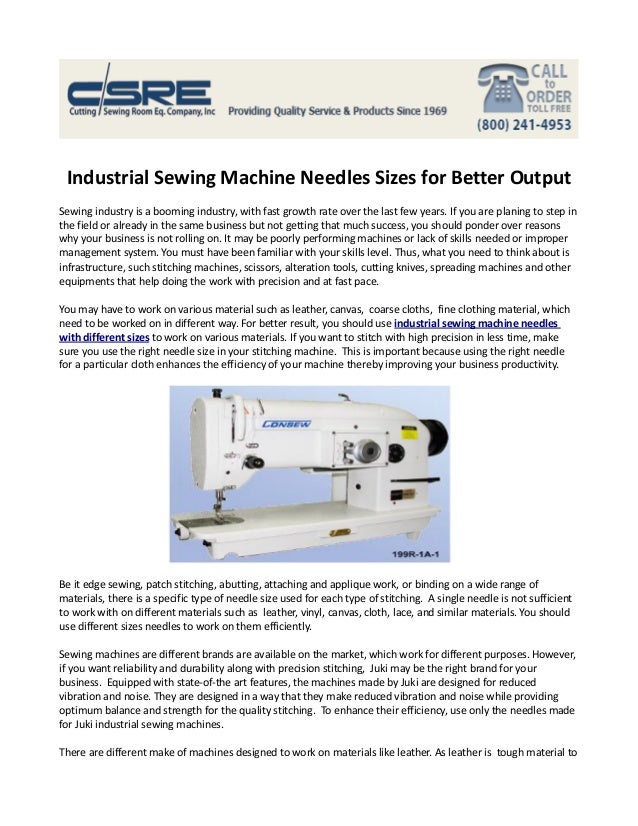 Industrial Sewing Machine Needles Chart