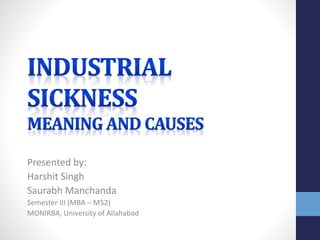 Presented by:
Harshit Singh
Saurabh Manchanda
Semester III (MBA – M52)
MONIRBA, University of Allahabad
 