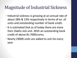 Causes of Industrial Sickness
 Internal Causes
External Causes
 