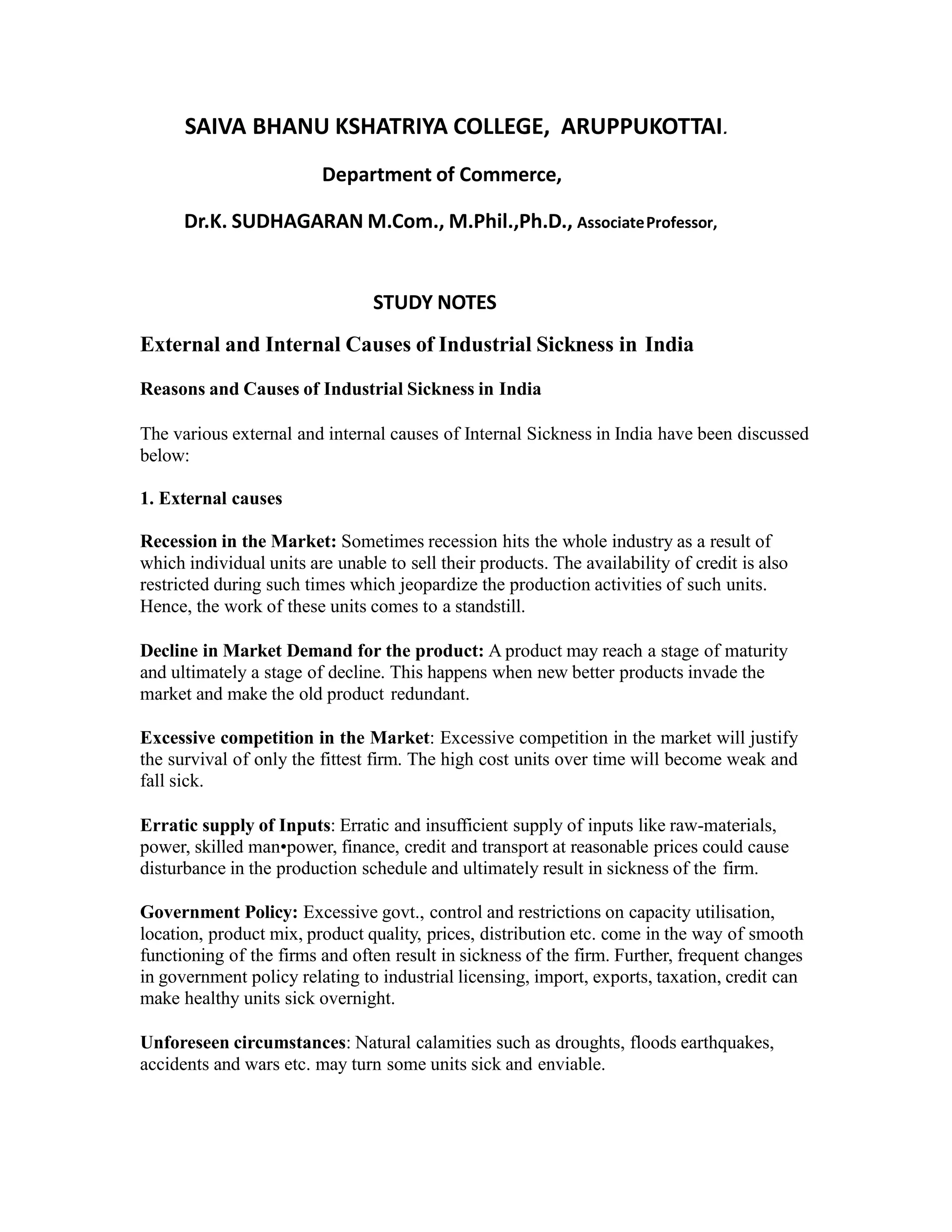 Industrial sickness pdf