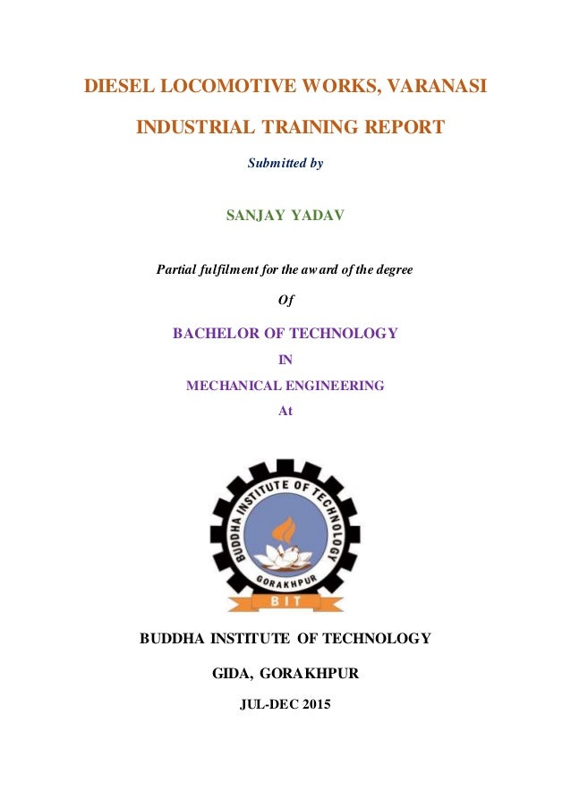 cover page on industrial training on dlw training report cover page