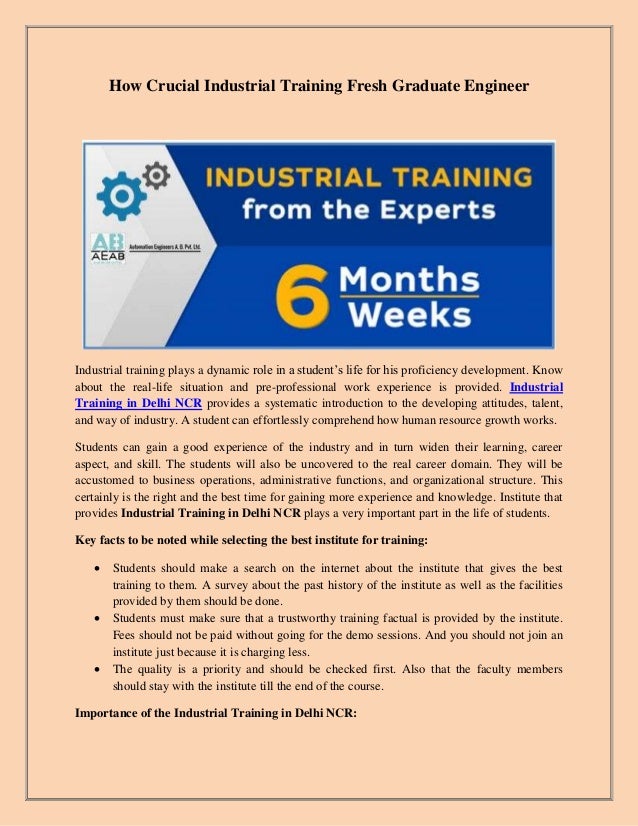 How Crucial Industrial Training for Fresh Graduate Engineer