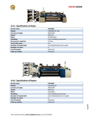 Picanol Profile Reed Industrial training Partex Denim Ltd | PDF