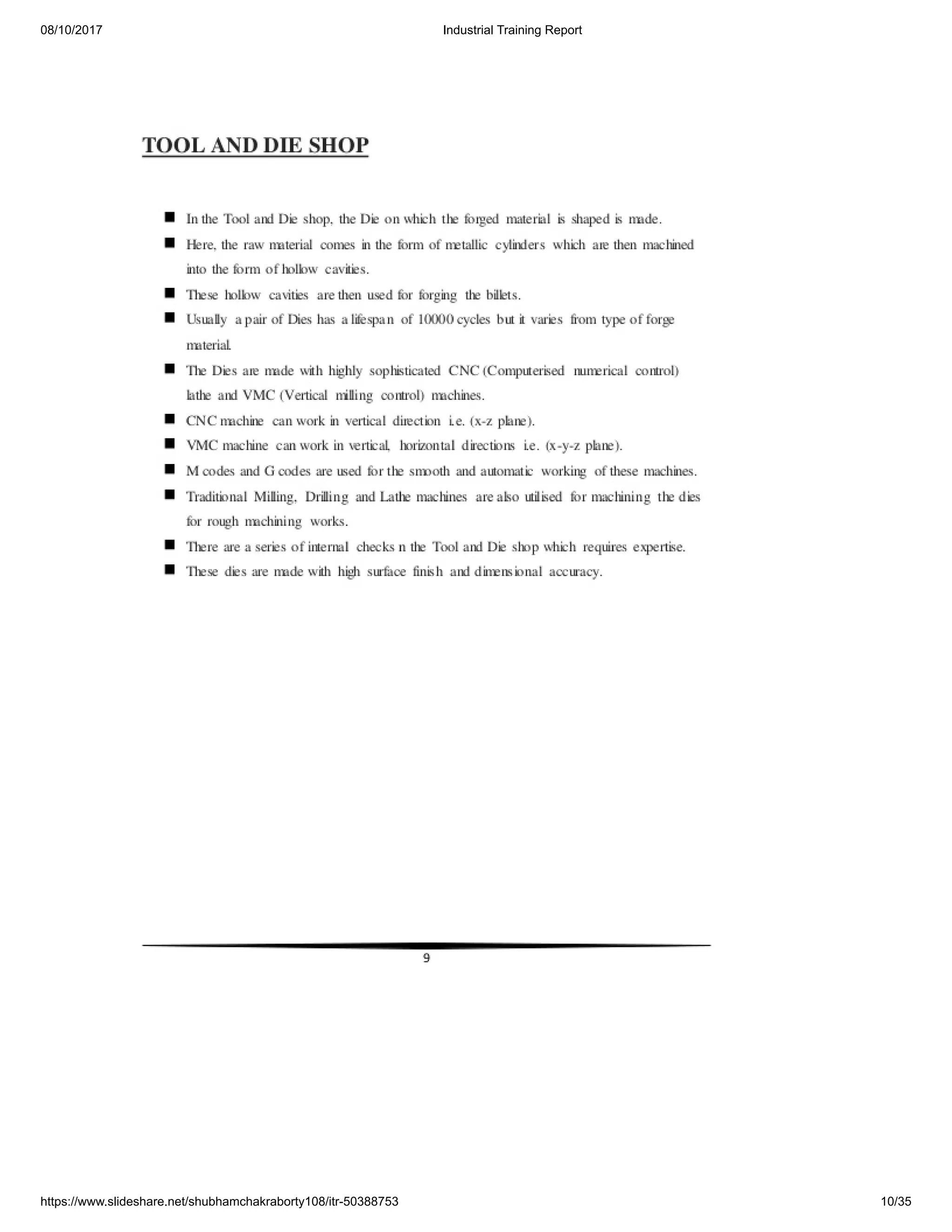 08/10/2017 Industrial Training Report
https://www.slideshare.net/shubhamchakraborty108/itr-50388753 10/35
 