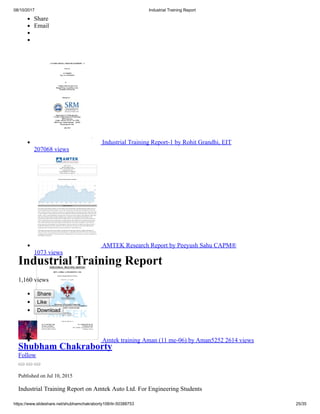 Industrial training report | PDF