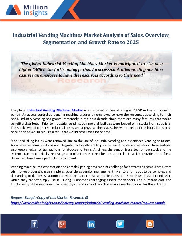 Industrial vending machines market analysis of sales, overview