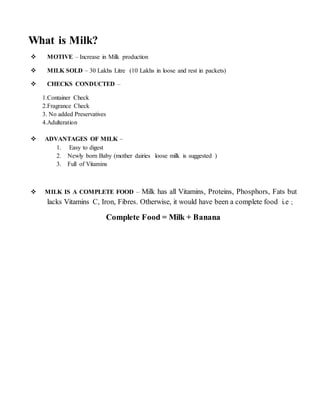 Mother dairy Industrial visit | DOCX