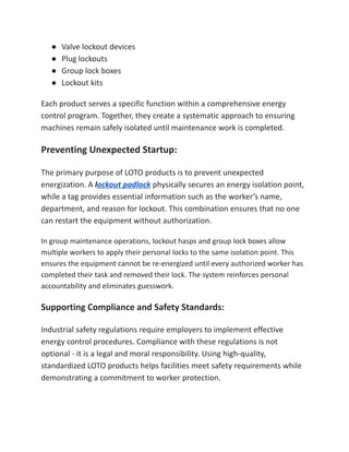 Industrial Workplace Safety: The Critical Role of Lockout Tagout ...
