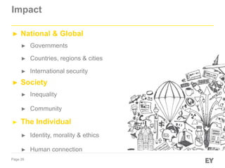 Page 28
Impact
► National & Global
► Governments
► Countries, regions & cities
► International security
► Society
► Inequality
► Community
► The Individual
► Identity, morality & ethics
► Human connection
 