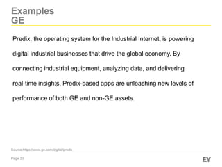 Page 23
Examples
GE
Source:https://www.ge.com/digital/predix
Predix, the operating system for the Industrial Internet, is ...