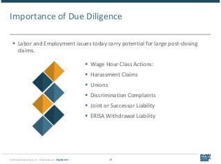 © 2018 Epstein Becker & Green, P.C. | All Rights Reserved. | ebglaw.com 19
Importance of Due Diligence
 Labor and Employm...