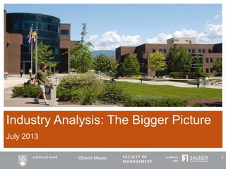 Industry Analysis: The Bigger Picture
July 2013
©David Mayes 1
 