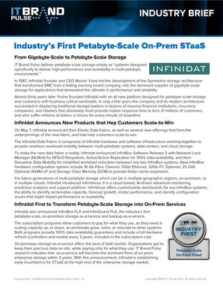Industry Brief - Infinidat On Prem Petabyte-Scale STaaS - v2 Copyright 2019© IT Brand Pulse. All rights reserved.
 