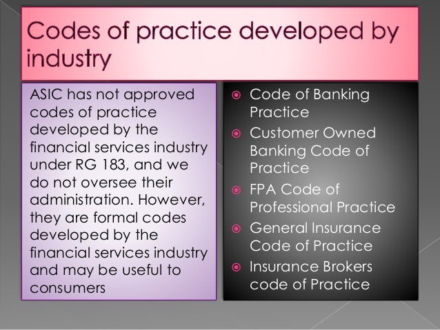 Industry codes of practice