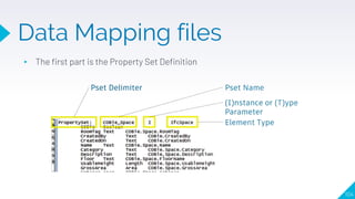Data Mapping files
104
▸ The first part is the Property Set Definition
 