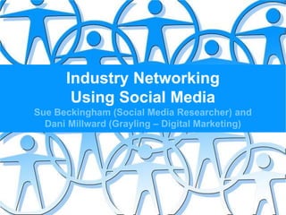 Industry Networking
Using Social Media
Sue Beckingham (Social Media Researcher) and
Dani Millward (Grayling – Digital Marketing)
 