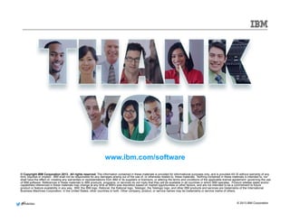 @mdelder 
© 2013 IBM Corporation 
Success is not delivering a feature; success is 
learning how to solve the customer’s problem.” 
- Mark Cook 
48 
http://slidesha.re/XltHOn 
 