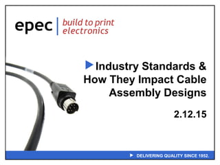  DELIVERING QUALITY SINCE 1952.
Industry Standards &
How They Impact Cable
Assembly Designs
2.12.15
 