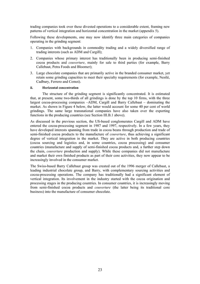 Industry structures and competition of cocoa industry