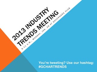 You’re tweeting? Use our hashtag:
#GCHARTRENDS
 
