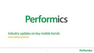 Industry updates on key mobile trends
WEEK ENDING 8/10/2012




                           1
 