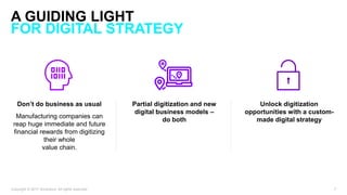 Copyright © 2017 Accenture. All rights reserved. 7
A GUIDING LIGHT
FOR DIGITAL STRATEGY
Don’t do business as usual
Manufac...