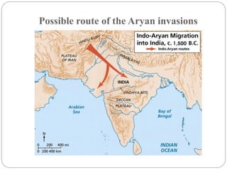Possible route of the Aryan invasions
 