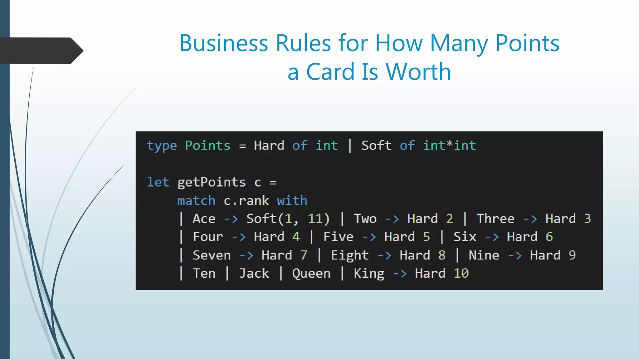 Business Rules for How Many Points
a Card Is Worth
 