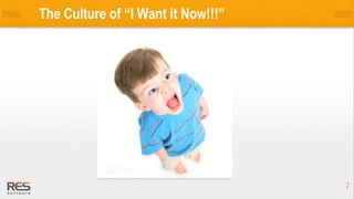 22
The Culture of “I Want it Now!!!”
 