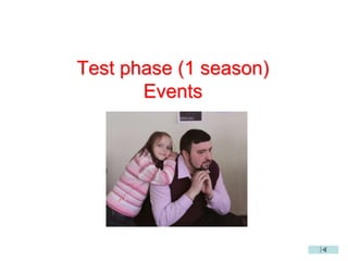 Test phase (1 season)
Events
 