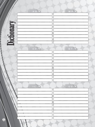 Dictionary M - P
Q - T
U - Z
A - D
E - H
I - L
168
S
VP5_WB_Dictionary-2016.indd 168 3/23/16 12:06 PM
 