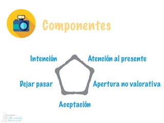 Componentes
Atención al presente
Apertura no valorativa
Aceptación
Dejar pasar
Intención
 