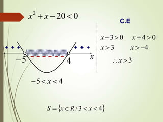 x5 – – – – – –
+ + +
4
+ + +
45  x
03x
C.E
3x
04 x
4x
3x
 43/  xRxS
0202
 xx
 