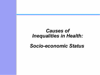 Causes of Inequalities in Health: Socio-economic Status   