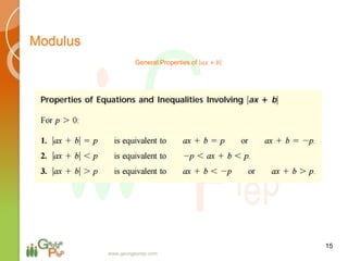 15
www.georgeprep.com
Modulus
General Properties of 𝑎𝑥 + 𝑏
 