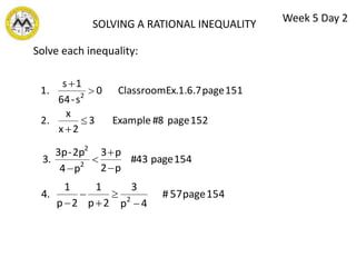 SOLVING A DOUBLE  OR COMPOUND LINEAR INEQUALITY Week 5 Day 1Example