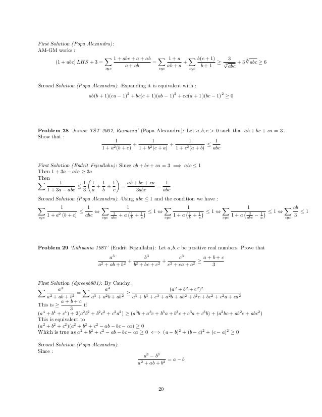 Inequalities Marathon Inequalities Marathon