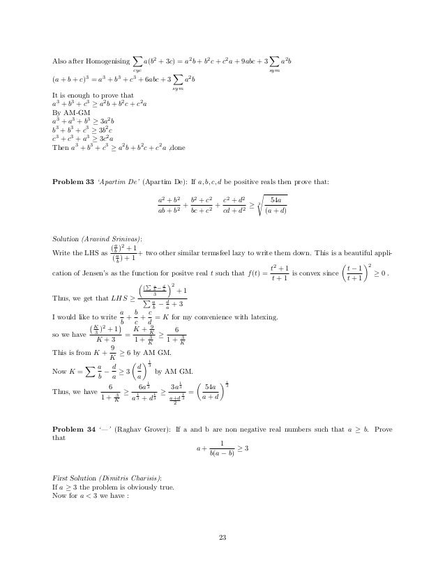 Inequalities Marathon Inequalities Marathon