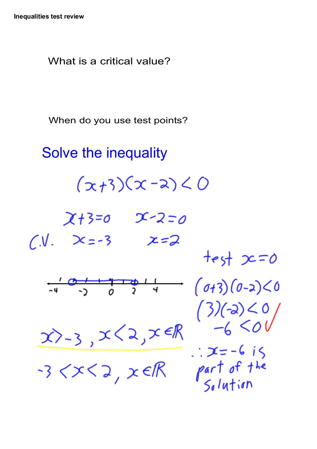 Inequalities test review