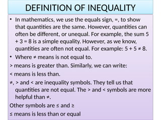 Power point on Inequality for year 8 students | PPTX