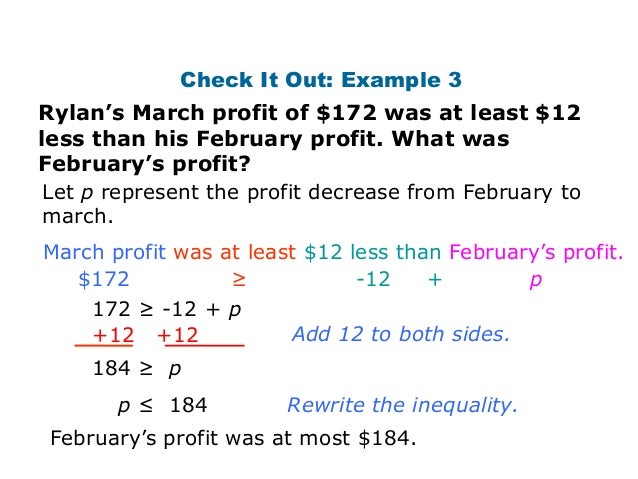 Inequality examples word problems